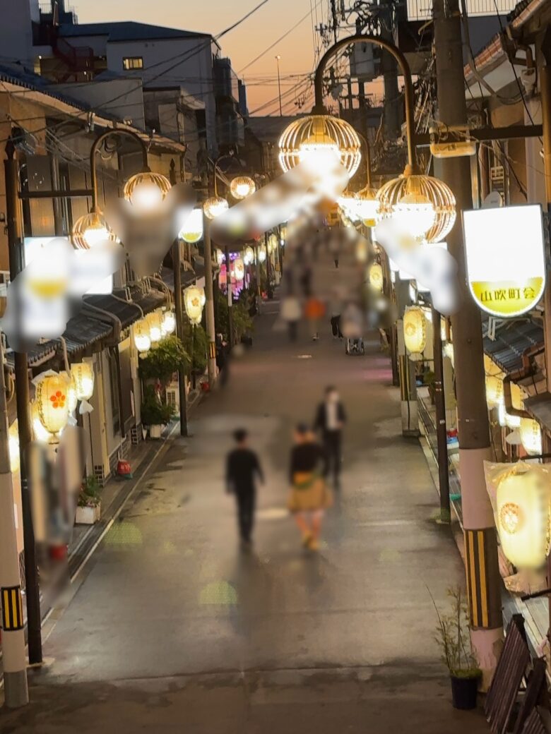 2023年4月27日木曜日19時頃の飛田新地メイン通りの風景