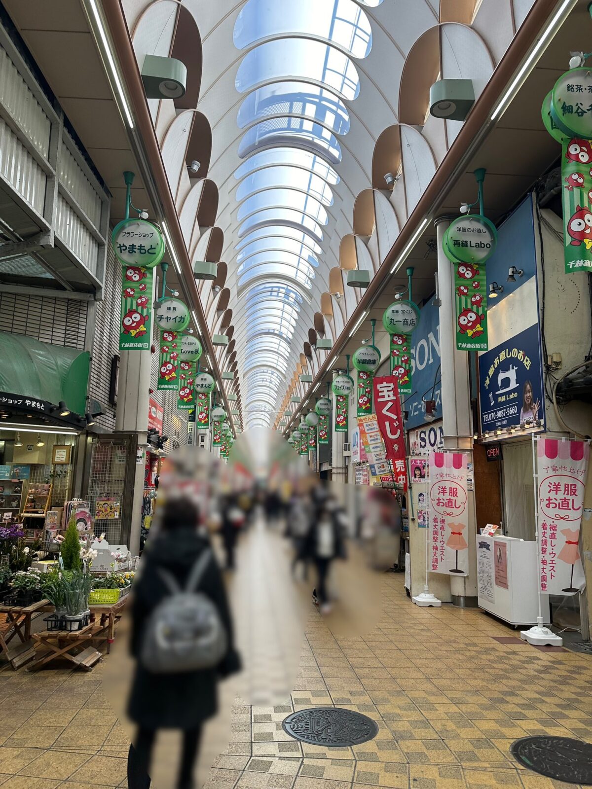 2024年1月12日金曜日16時頃の滝井新地付近、千林商店街の風景