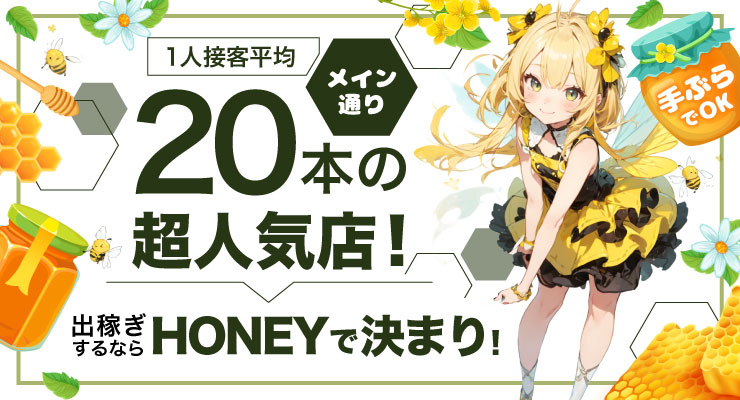 飛田新地のメイン通り（まん中）にある料亭「HONEY」の出稼ぎ求人