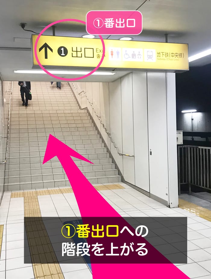 松島新地への行き方、阪神なんば線九条駅1番方面への階段を上がります。