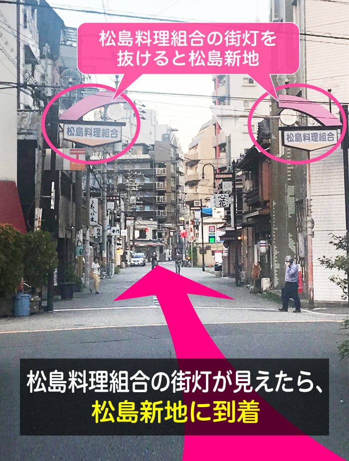 松島料理組合の街灯を抜けた先が松島新地です。