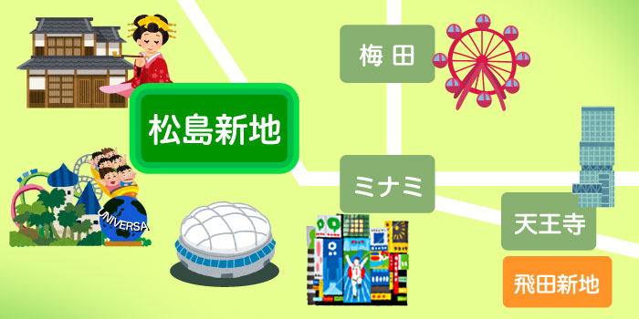 松島新地ってどこにあるの？梅田やミナミ、飛田新地との位置関係は？
